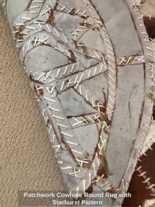 Patchwork-Cowhide-Round-Rug-with-Starburst-Pattern-third-image