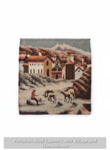 Peruvian-Wool-Tapestry-with-Village-and-Llama-Scene