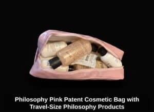Philosophy-Pink-Patent-Cosmetic-Bag-with-Travel-Size-Philosophy-Products-second-image