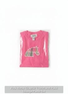 Pink-Horse-Graphic-T-Shirt-and-Plaid-Lounge-Pants-Set-second-image