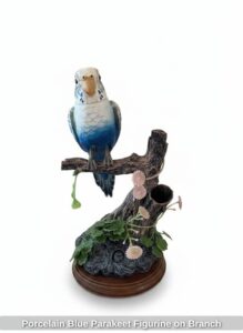 Porcelain-Blue-Parakeet-Figurine-on-Branch