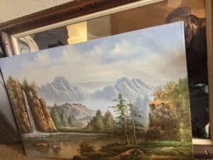 R.-Boren-Landscape-Oil-Painting-with-Waterfall-and-Mountains