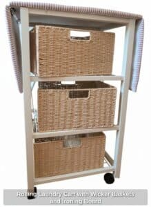Rolling-Laundry-Cart-with-Wicker-Baskets-and-Ironing-Board