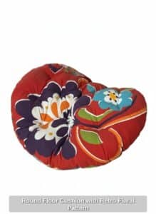 Round-Floor-Cushion-with-Retro-Floral-Pattern