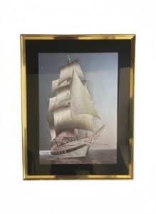 Set-of-Three-Framed-Prints-Palm-Tree-Tall-Ship-and-Inspirational-Quote-second-image