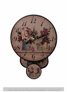Shabby-Chic-Floral-Pendulum-Wall-Clock