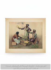 Three-Women-at-Flower-Stalls-Lithograph-by-Elisabeth-ONeil-Verner