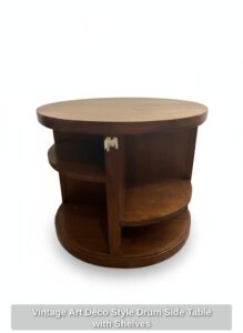 Vintage-Art-Deco-Style-Drum-Side-Table-with-Shelves