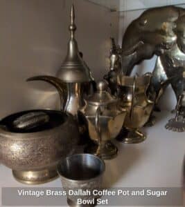 Vintage-Brass-Dallah-Coffee-Pot-and-Sugar-Bowl-Set