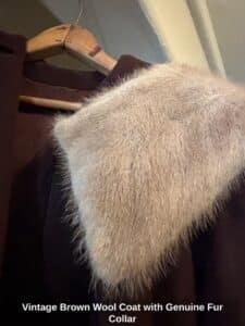 Vintage-Brown-Wool-Coat-with-Genuine-Fur-Collar-second-image
