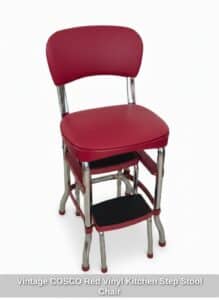 Vintage-COSCO-Red-Vinyl-Kitchen-Step-Stool-Chair