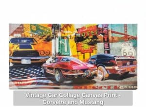 Vintage-Car-Collage-Canvas-Print-Corvette-and-Mustang