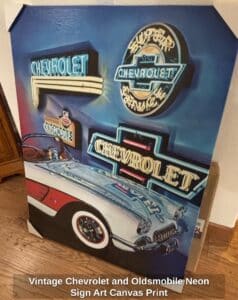 Vintage-Chevrolet-and-Oldsmobile-Neon-Sign-Art-Canvas-Print-second-image