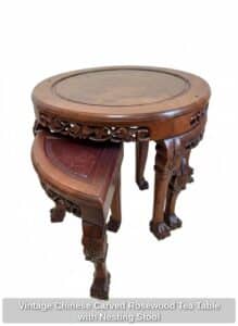 Vintage-Chinese-Carved-Rosewood-Tea-Table-with-Nesting-Stool