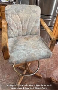 Vintage-Chromcraft-Swivel-Bar-Stool-with-Upholstered-Seat-and-Wood-Arms-second-image