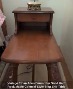 Vintage-Ethan-Allen-Baumritter-Solid-Hard-Rock-Maple-Colonial-Style-Step-End-Table