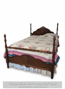 Vintage-Ethan-Allen-Jenny-Lind-Style-Four-Poster-Bed-Frame