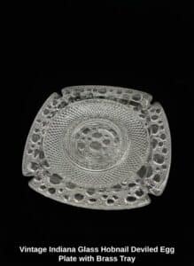 Vintage-Indiana-Glass-Hobnail-Deviled-Egg-Plate-with-Brass-Tray