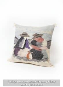 Vintage-Peruvian-Woven-Tapestry-Pillow-with-Figural-Scene