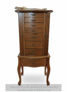 Vintage-Powell-Woodland-Oak-Jewelry-Armoire-with-Cabriole-Legs