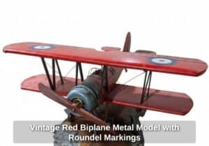 Vintage-Red-Biplane-Metal-Model-with-Roundel-Markings-second-image