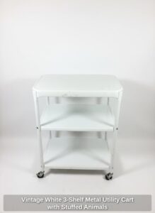 Vintage-White-Shelf-Metal-Utility-Cart-with-Stuffed-Animals-second-image