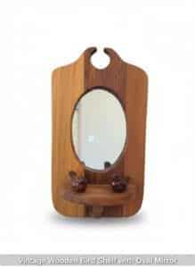 Vintage-Wooden-Bird-Shelf-with-Oval-Mirror