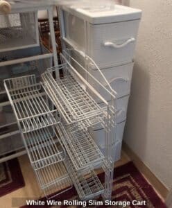White-Wire-Rolling-Slim-Storage-Cart