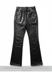 Womens-Black-Faux-Leather-Flare-Pants-and-Jacket-Set
