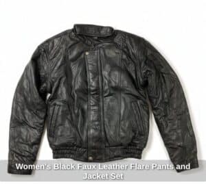 Womens-Black-Faux-Leather-Flare-Pants-and-Jacket-Set-second-image