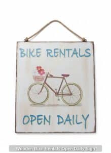 Wooden-Bike-Rentals-Open-Daily-Sign