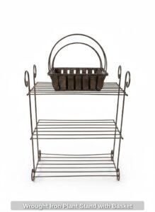 Wrought-Iron-Plant-Stand-with-Basket