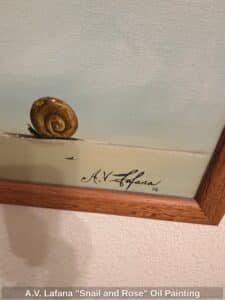 A.V.-Lafana-Snail-and-Rose-Oil-Painting