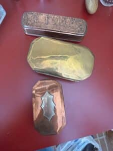 Antique-Brass-and-Copper-Tobacco-Boxes-Set