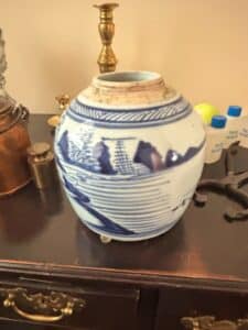 Antique-Chinese-Qing-Dynasty-Blue-and-White-Porcelain-Ginger-Jar