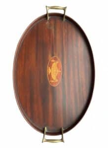 Antique-Edwardian-Inlaid-Mahogany-Oval-Serving-Tray