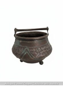 Antique-Footed-Copper-Cauldron-with-Handle