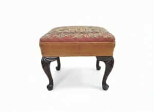 Antique-Needlepoint-Upholstered-Stool-with-Carved-Cabriole-Legs