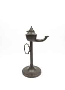 Antique-Oil-Lamp-with-Figural-Ornaments
