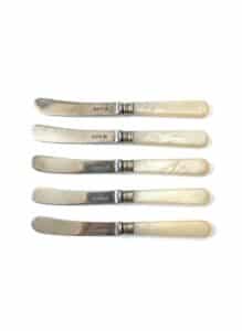 Antique-Sterling-Silver-and-Mother-of-Pearl-Butter-Knives-and-Dessert-Forks-Set-second-image