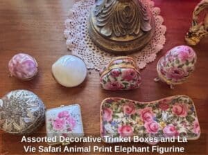 Assorted-Decorative-Trinket-Boxes-and-La-Vie-Safari-Animal-Print-Elephant-Figurine