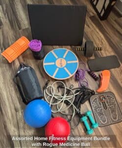 Assorted-Home-Fitness-Equipment-Bundle-with-Rogue-Medicine-Ball