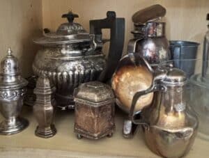 Assorted-Silver-Plated-Tableware-and-Serving-Pieces