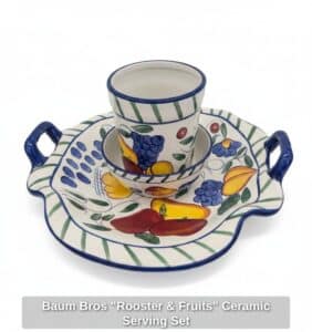 Baum-Bros-Rooster-Fruits-Ceramic-Serving-Set