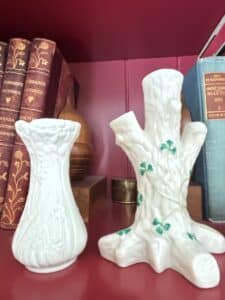 Belleek-Porcelain-Shamrock-Figural-Vases