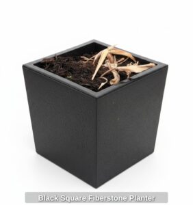 Black-Square-Fiberstone-Planter