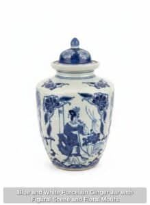 Blue-and-White-Porcelain-Ginger-Jar-with-Figural-Scene-and-Floral-Motifs