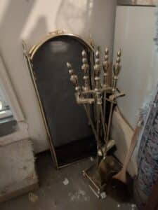 Brass-Fireplace-Screen-and-Tools-Set