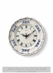 Bulova-France-Lic.-Ato-Blue-Floral-Ceramic-Wall-Clock