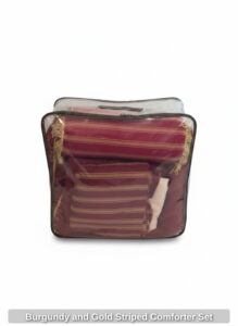 Burgundy-and-Gold-Striped-Comforter-Set